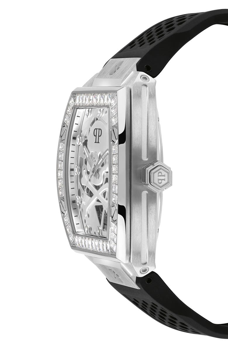 PHILIPP PLEIN The Skeleton Silicone Strap Watch, 44mm, Alternate, color, Stainless Steel