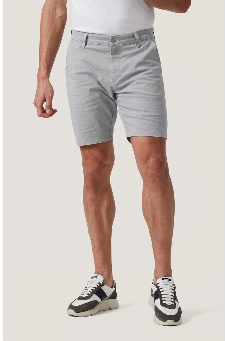 Arizona Slim Fit Grey Tie Print Flat Front Cotton Shorts, Main, color, GREY TIE PRINT