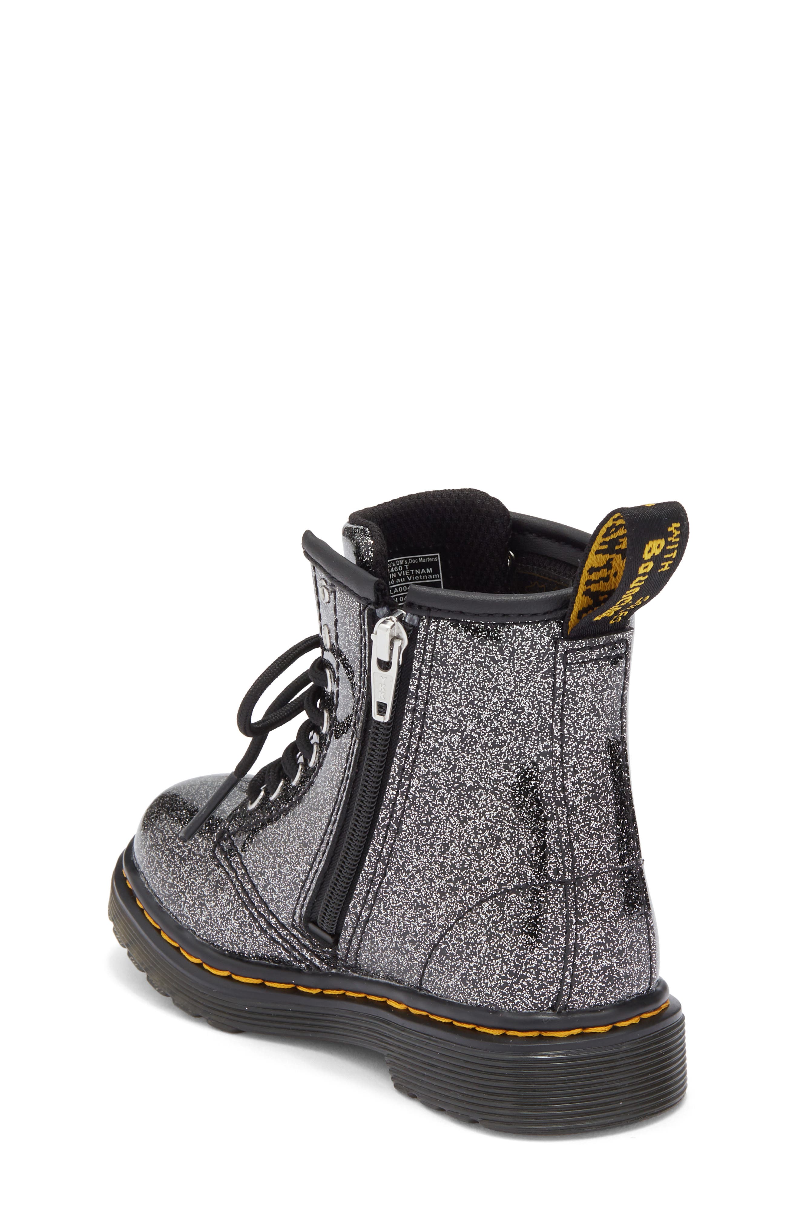 Dr. Martens Kids' 1460 Glitter Boot, Alternate, color, Black And Silver