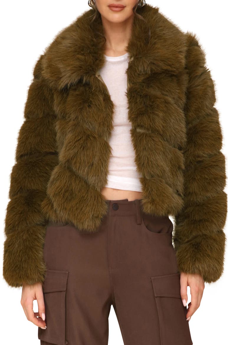 Faux Fur Crop Jacket, Alternate, color, CAPER