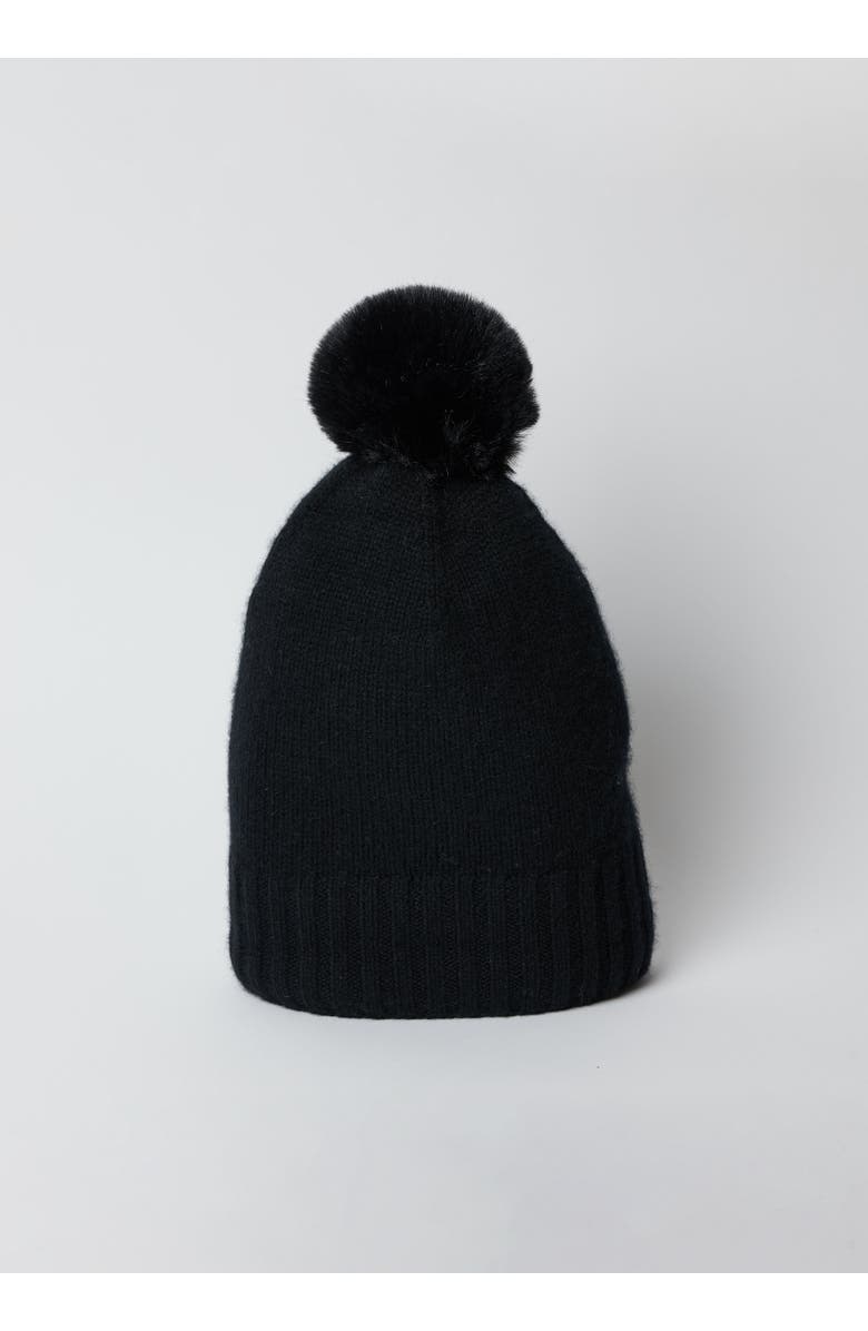 Hat Attack Classic Cashmere Slouch Hat with Faux Fur Pom, Alternate, color, Black