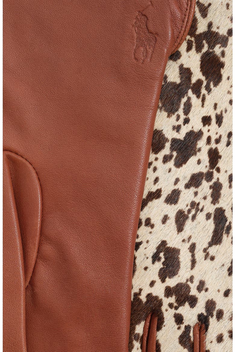 Calf Hair and Leather Gloves, Alternate, color, COGNAC