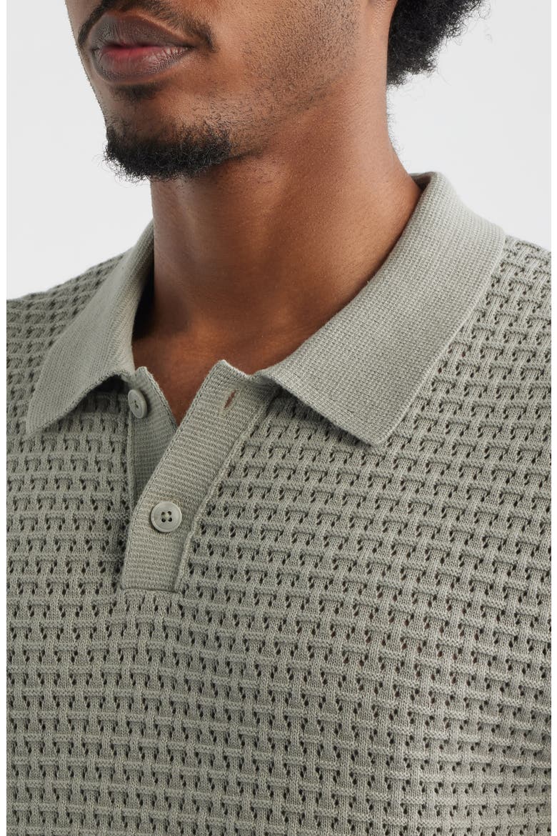 Texture Knit Polo Top, Alternate, color, GREEN CHAPARRAL
