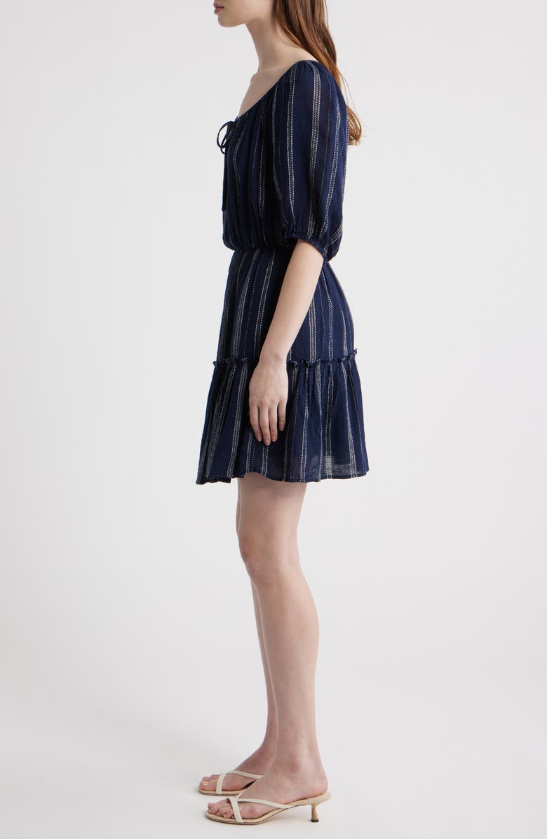 Rails Saba Embroidered Tie Neck Dress, Alternate, color, Marina Stripe