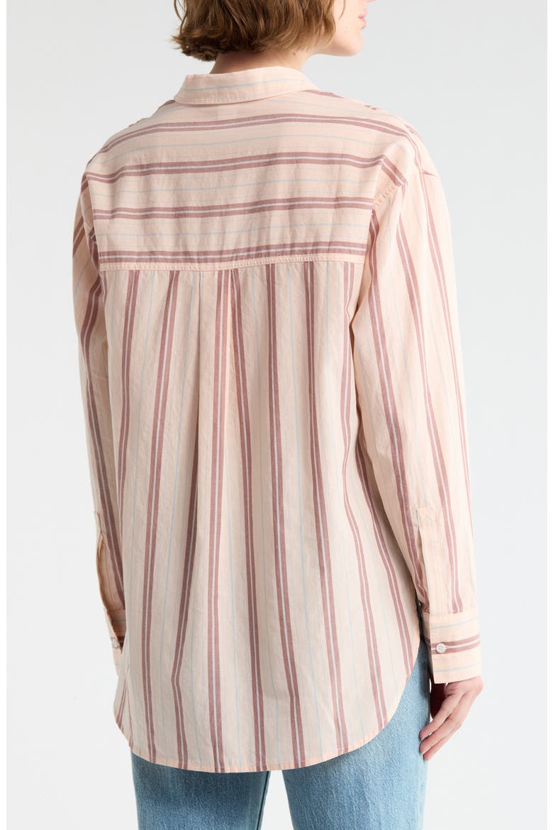 Stripe Button-Up Shirt, Alternate, color, PINK- BURGUNDY DEMI STRIPE