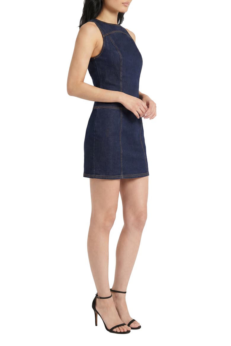 Sleeveless Denim Minidress, Alternate, color, DARK WASH