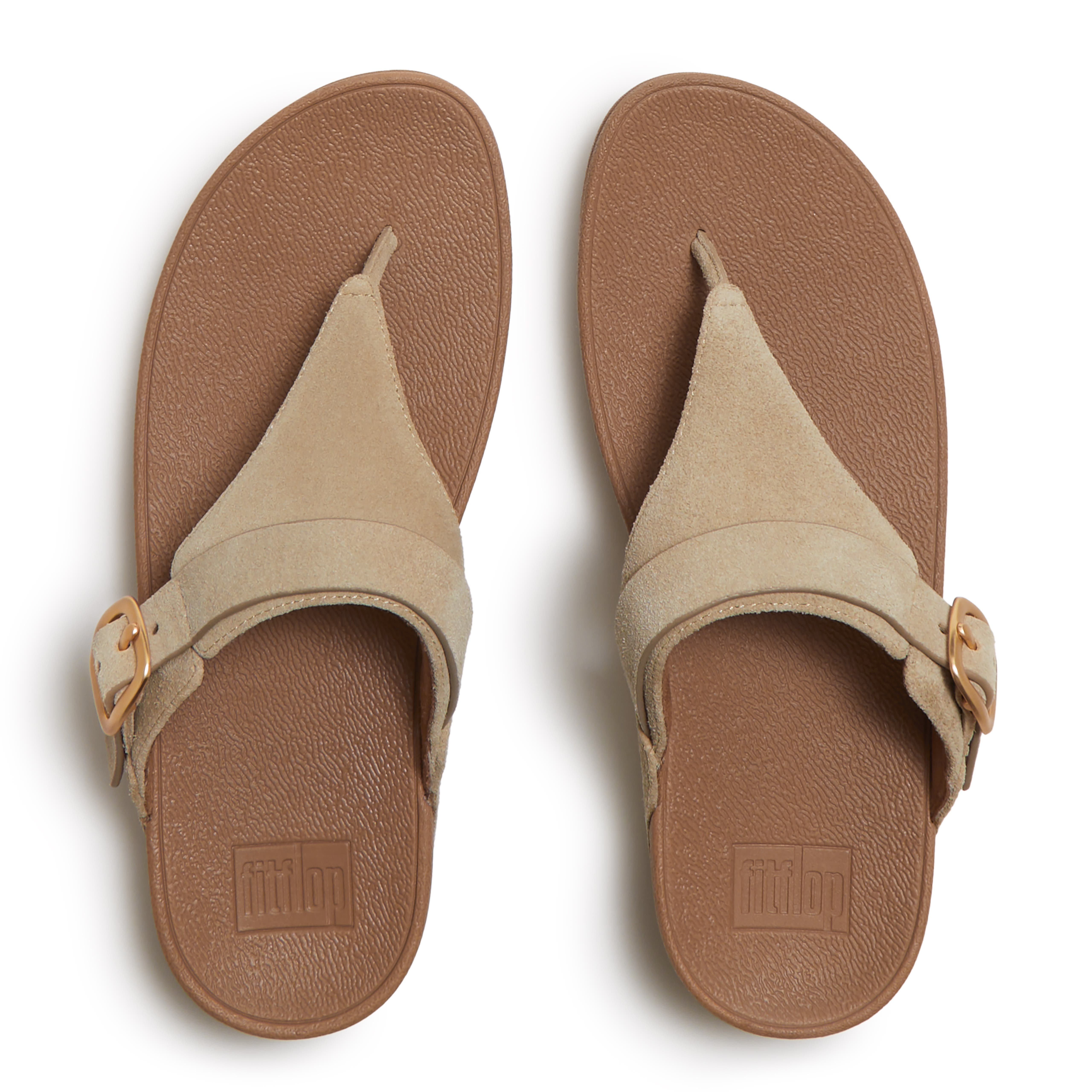FitFlop Lulu Buckle Suede Toe-Post, Alternate, color, Cappuccino