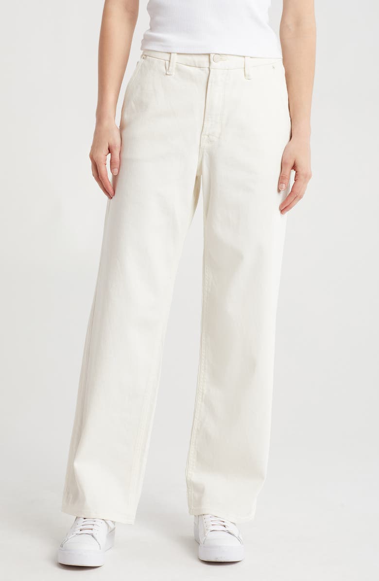 Good American Good '90s High Waist Carpenter Jeans, Main, color, Ivory