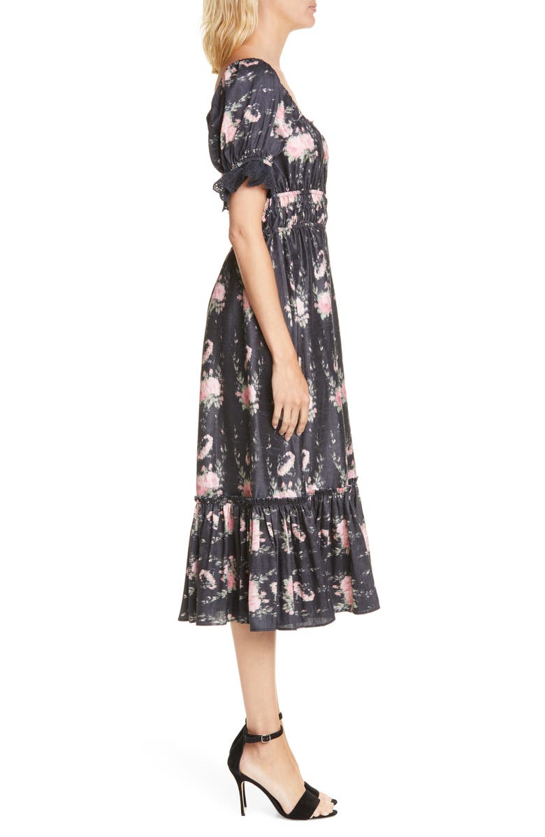 LoveShackFancy Terrence Silk Midi Dress, Alternate, color,