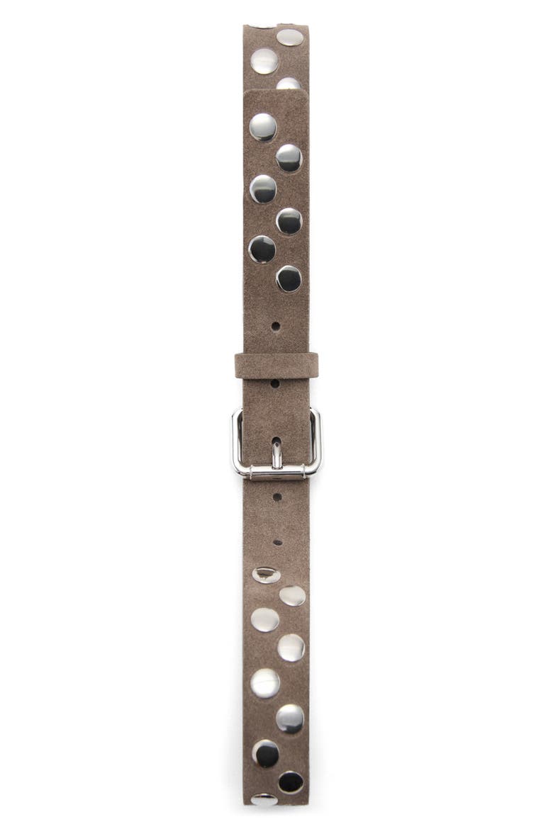 Studded Suede Belt, Alternate, color, MEDIUM BROWN