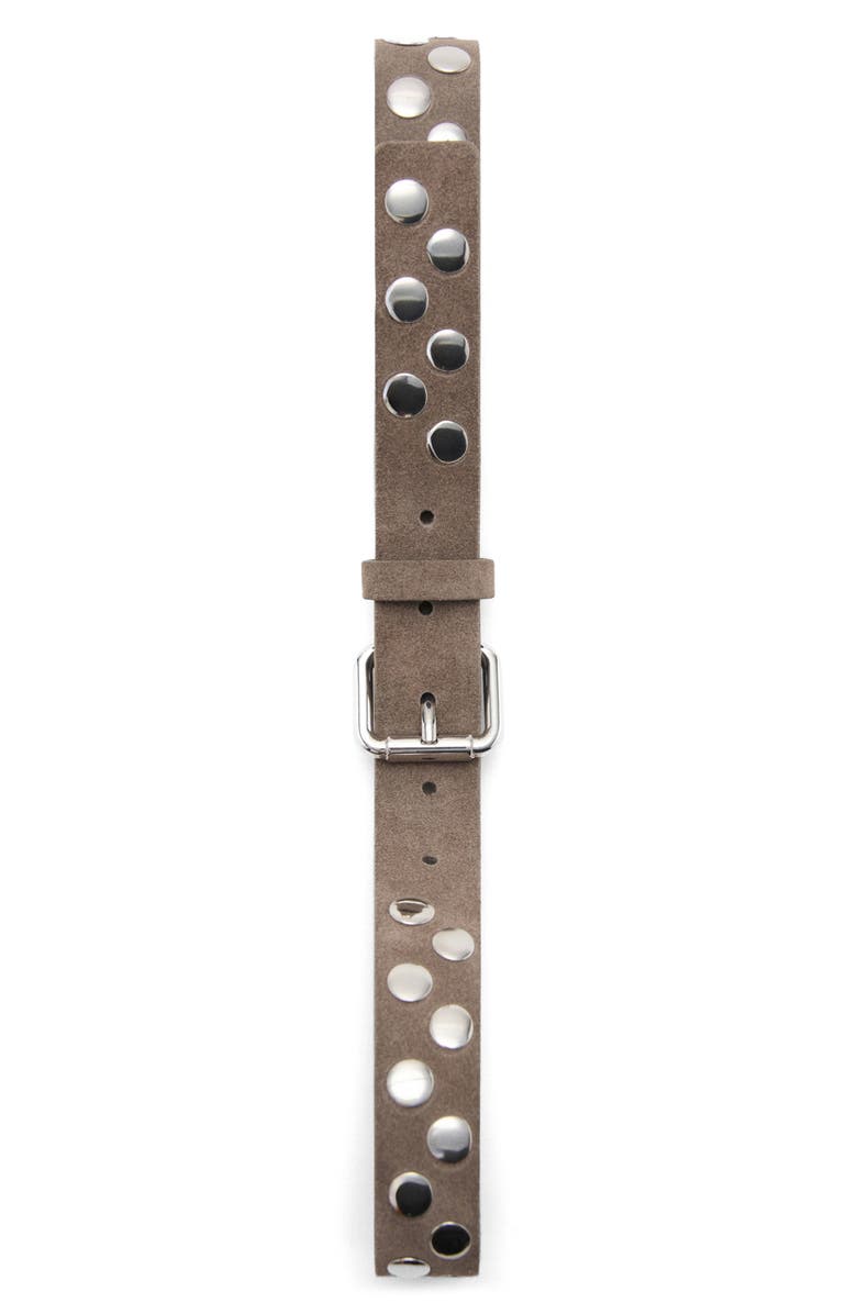 MANGO Studded Suede Belt, Alternate, color, Medium Brown