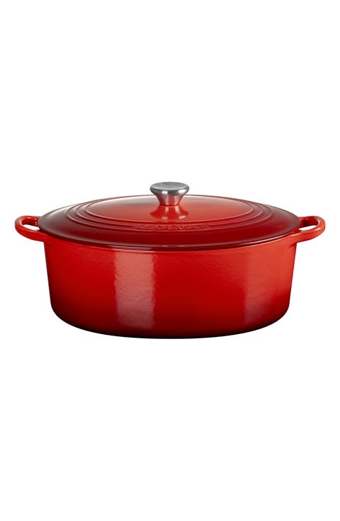 Traditional 8-Quart Oval Enamel Cast Iron Dutch Oven with Lid