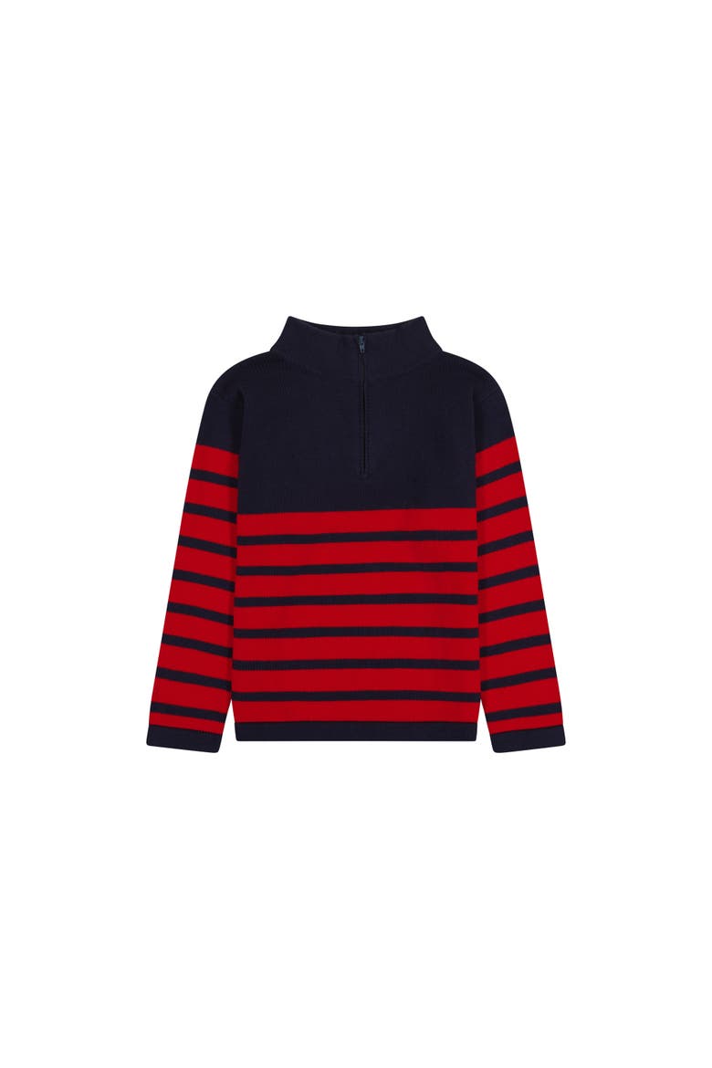 Cotton Zip Sweater, Main, color, Navy Red Stripe