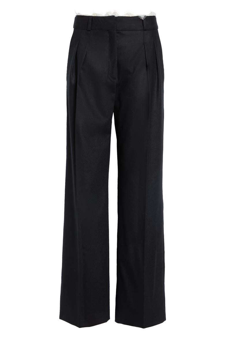Saul Lace Trim Stretch Wool & Cashmere Pants, Alternate, color, BLACK/ IVORY