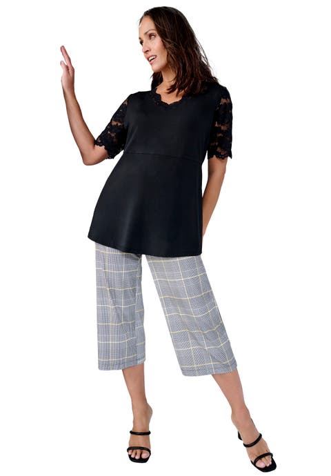 Stretch Knit Wide Leg Crop Pant (Plus)