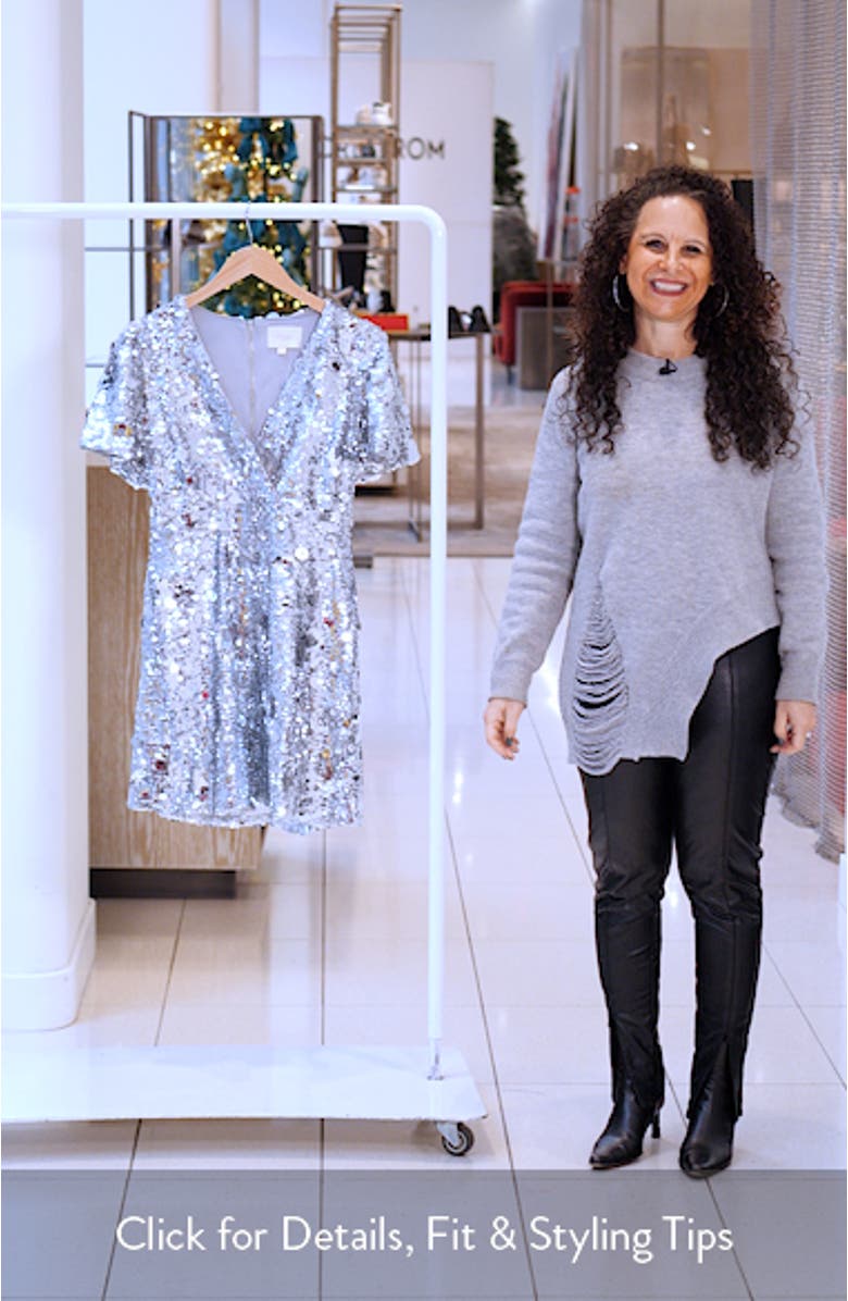 Luna Sequin Puff Sleeve Cocktail Minidress, sales video thumbnail