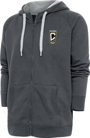 ANTIGUA Men's Antigua Charcoal Columbus Crew Logo Victory Full-Zip Hoodie