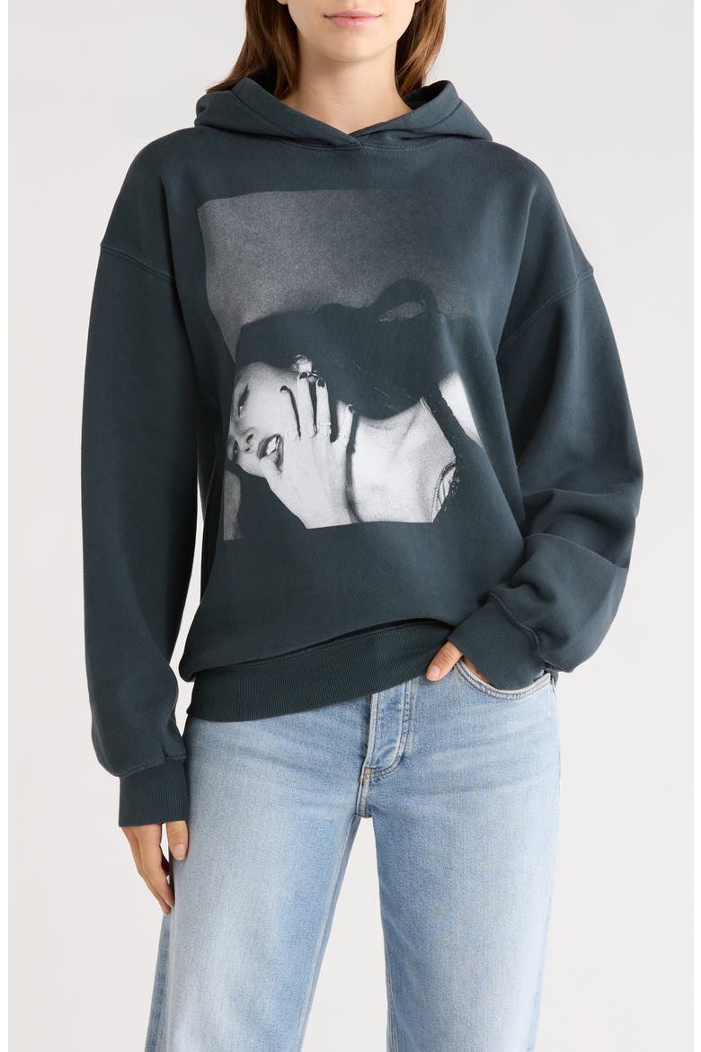 Olivia Rodrigo 'Guts' Album Cover Fleece Graphic Hoodie, Main, color, VINTAGE BLACK