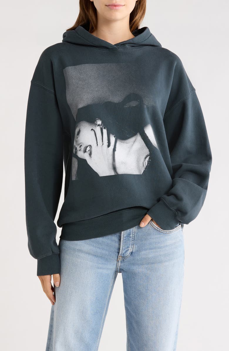 Daydreamer Olivia Rodrigo 'Guts' Album Cover Fleece Graphic Hoodie, Main, color, Vintage Black