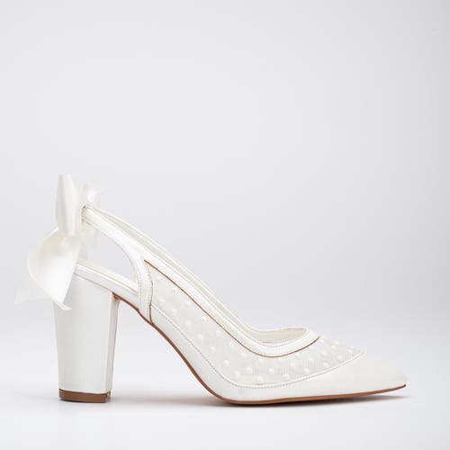 Forever & Always Shoes Fleur Lace Slingback Wedding Heels With Back Bow In Ivory