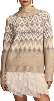 Lucky Brand Fair Isle Mock Neck Sweater