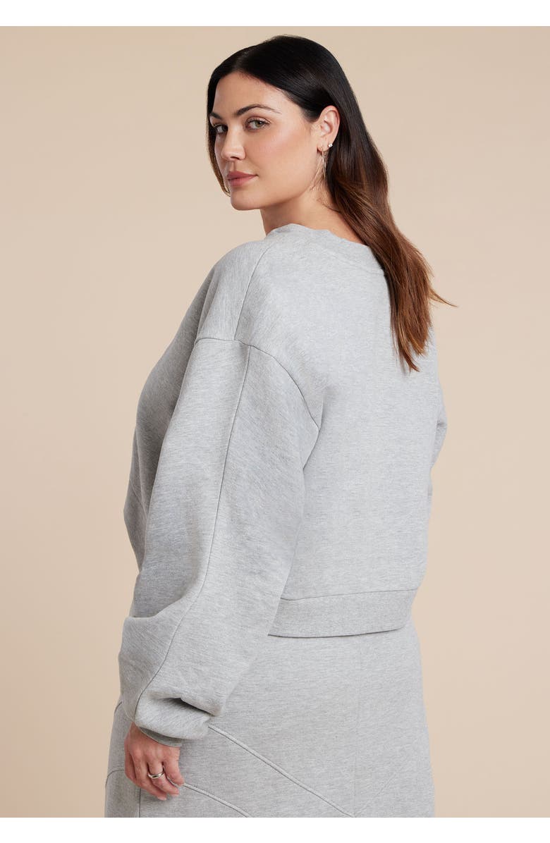 ELOQUII Rounded Sleeve Sweatshirt, Alternate, color, Heather Grey