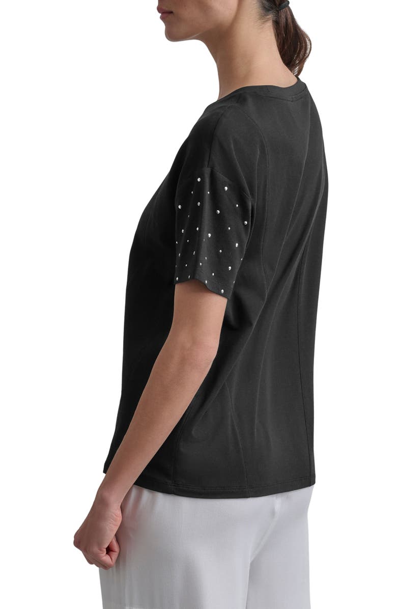 DKNY Rhinestone Sleeve T-Shirt, Alternate, color, 