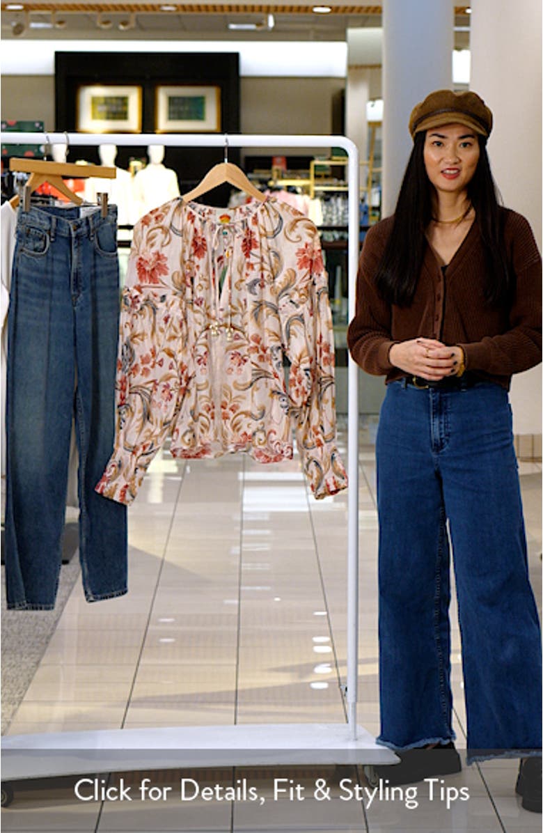 Royal Garden Print Cotton Peasant Top, sales video thumbnail