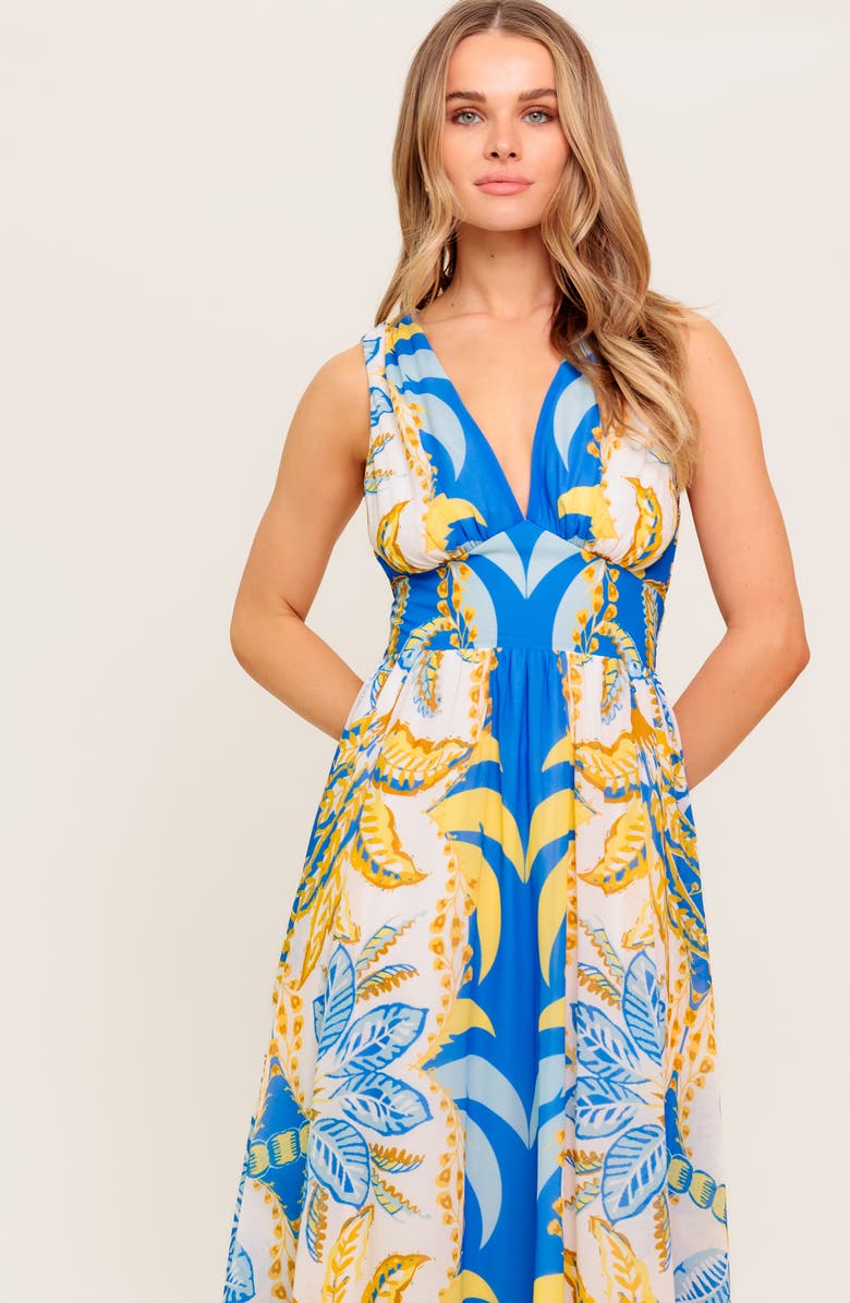 FLYING TOMATO Print Midi Dress, Alternate, color, Blue