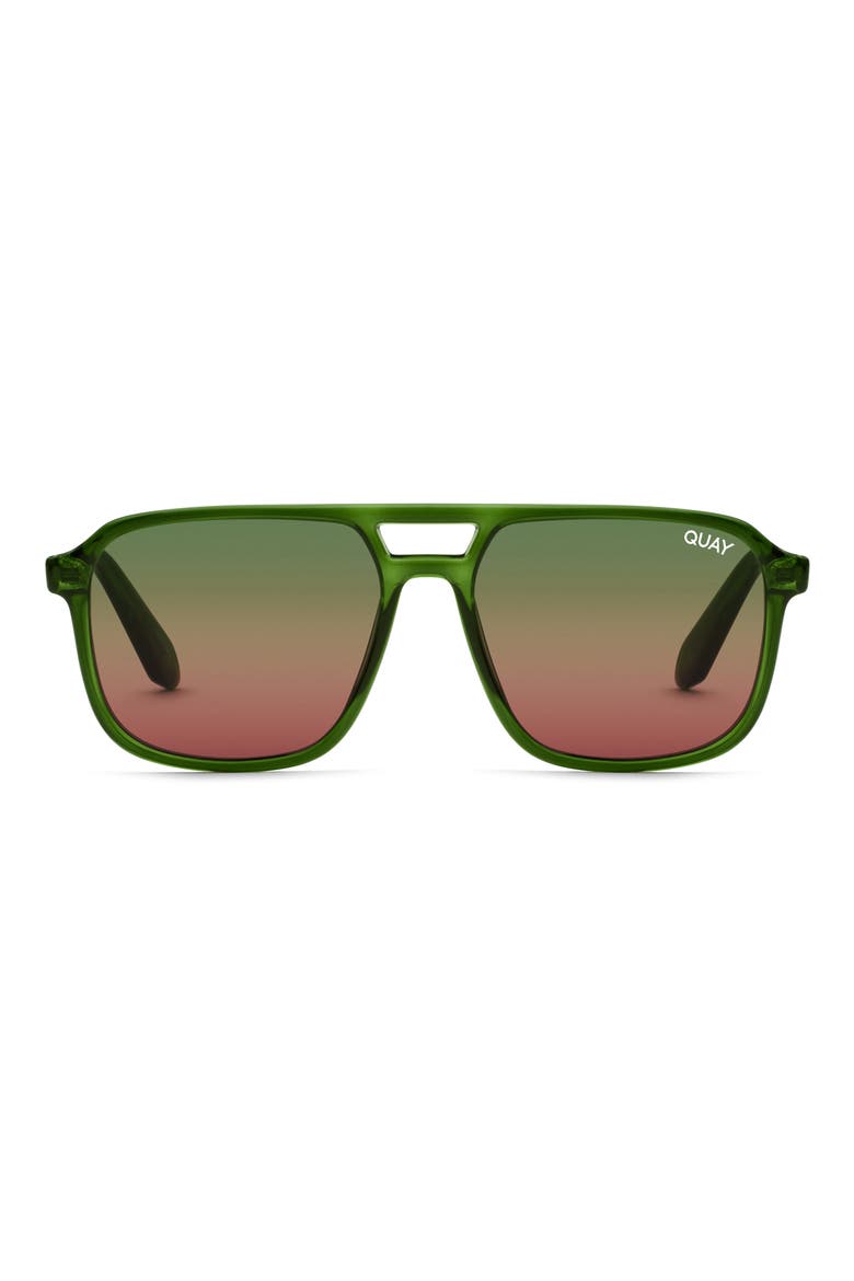 x 'Love Island' On The Fly 55mm Aviator Sunglasses, Main, color, GREEN / GREEN BROWN