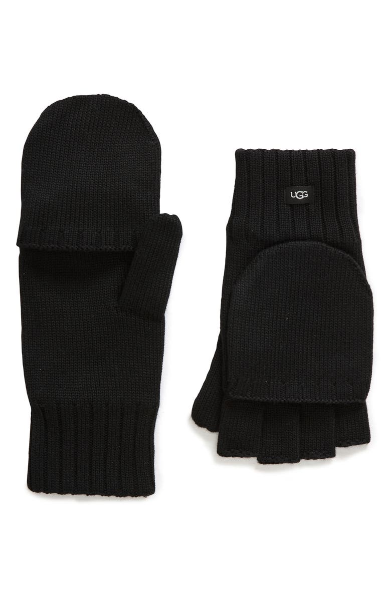 UGG<sup>®</sup> Knit Flip Mitten, Main, color, Black