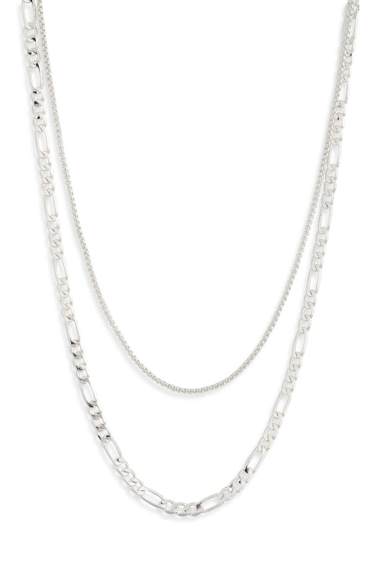 NORDSTROM RACK Set of 2 Demi-Fine Box & Figaro Chain Necklaces, Main, color,