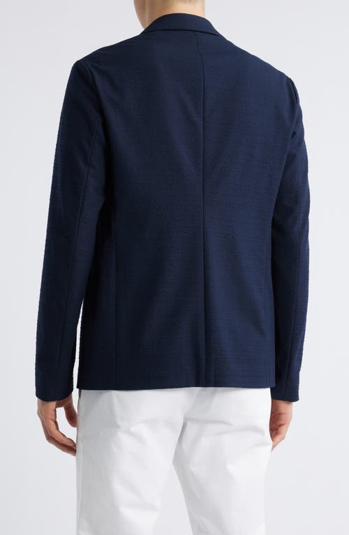 Emporio Armani Seersucker Soft Jacket In Navy