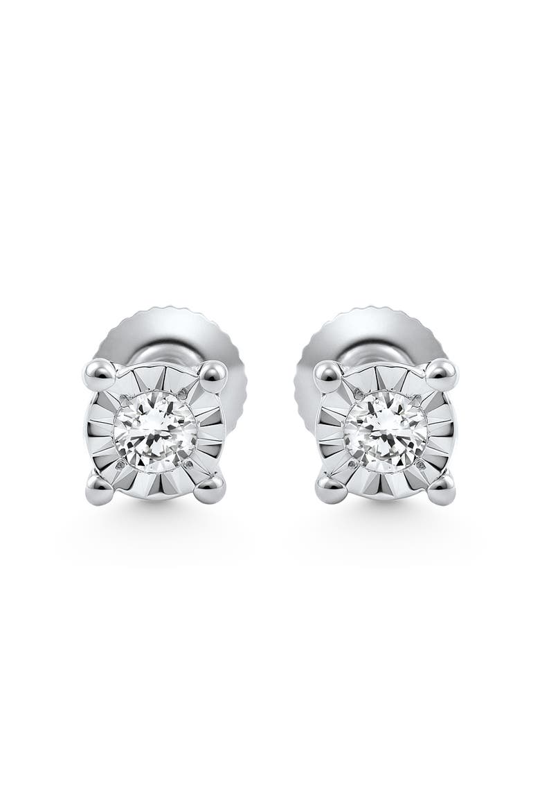 Screw Back Diamond Studs Lab Grown, Main, color, Silver