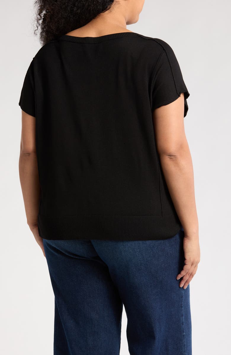 Adrianna Papell Exposed Seam Sweater, Alternate, color, Black