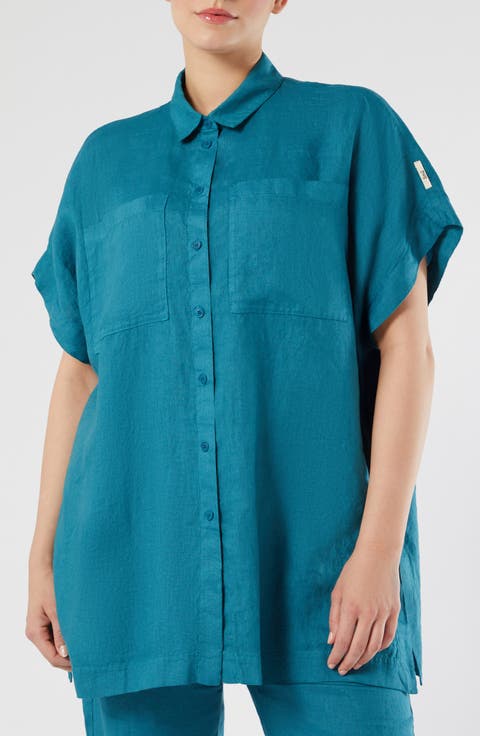 Voyage Collection Linen Canvas Button-Up Tunic (Plus)