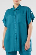 Marina Rinaldi Voyage Collection Linen Canvas Button-Up Tunic