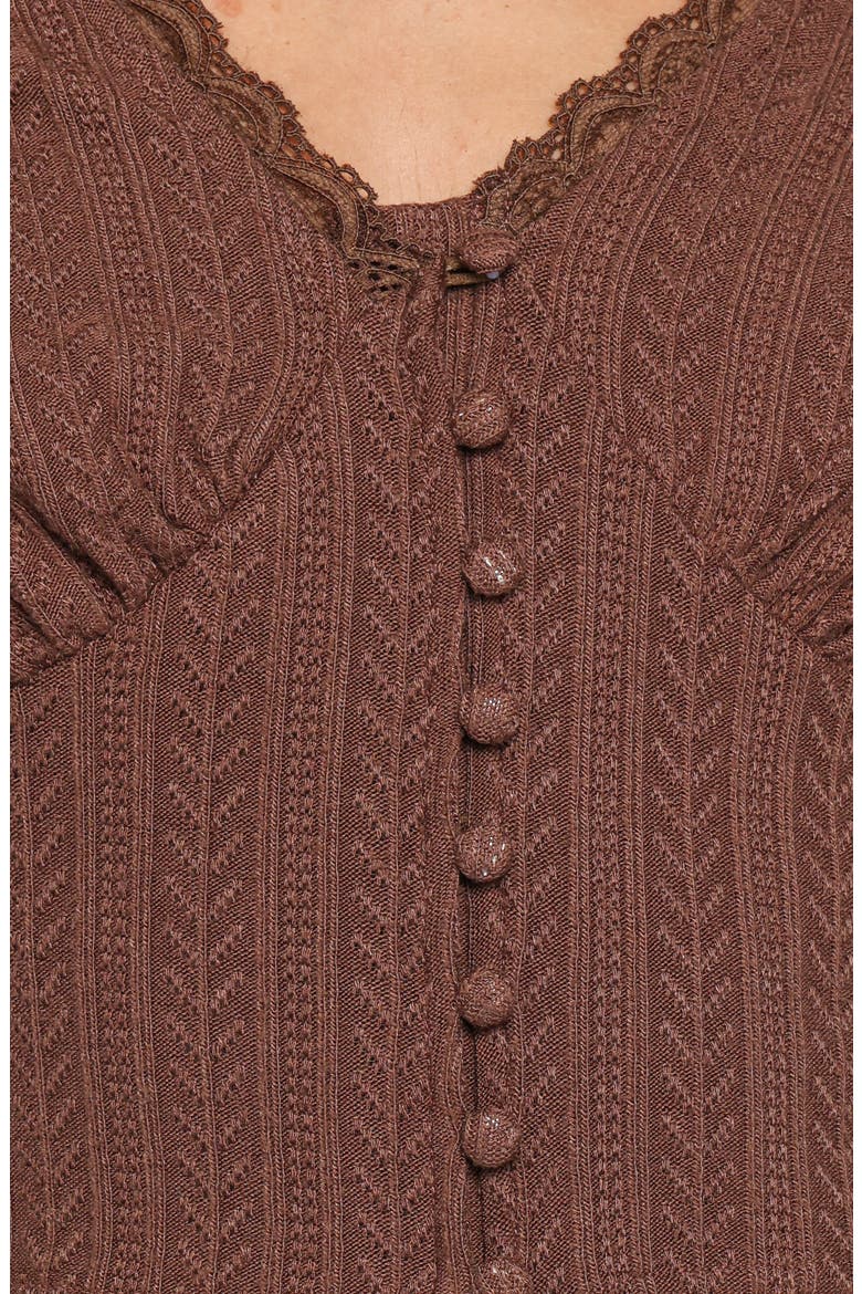 Leslie Button Front Knit Crop Top, Alternate, color, CHOCOLATE