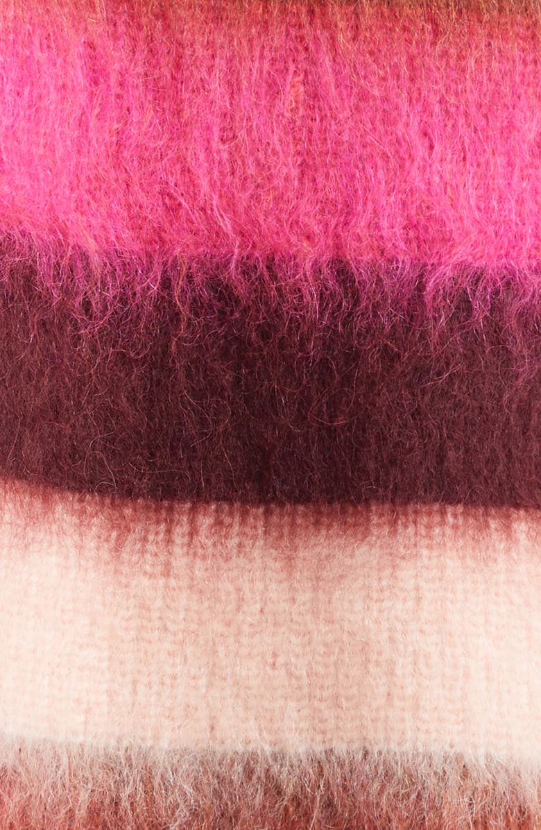 Waste Yarn Project Nils Brushed Stripe One of a Kind Raglan Sleeve Sweater, Alternate, color, Pink/ Red
