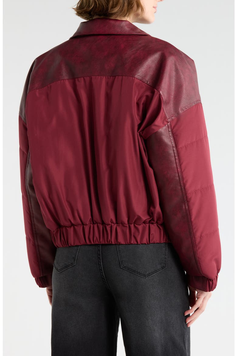 Faux Leather Trucker Jacket, Alternate, color, OXBLOOD