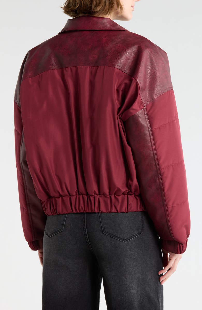 Vigoss Faux Leather Trucker Jacket, Alternate, color, Oxblood