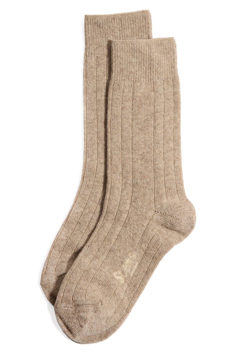 Luxe Merino Wool & Cashmere Blend Crew Socks, Main, color, OAT