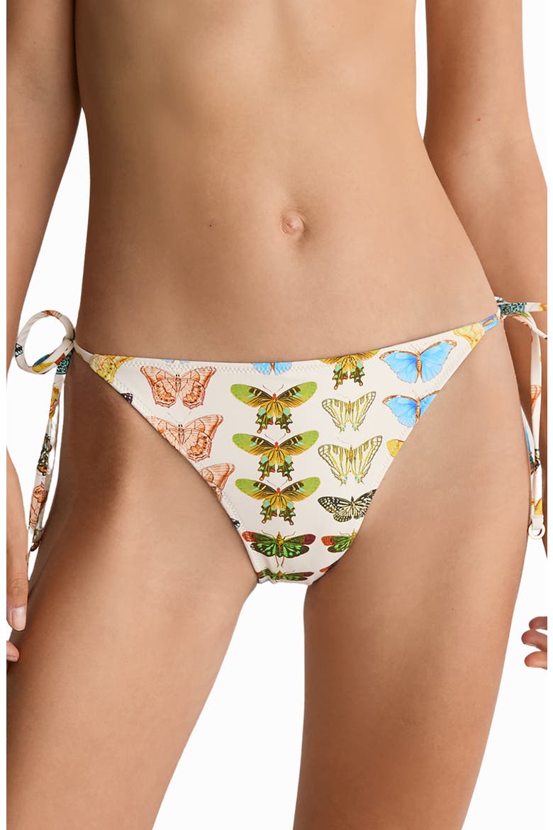 Thia Butterfly Print Side Tie Bikini Bottoms, Main, color, CREAM PRINT