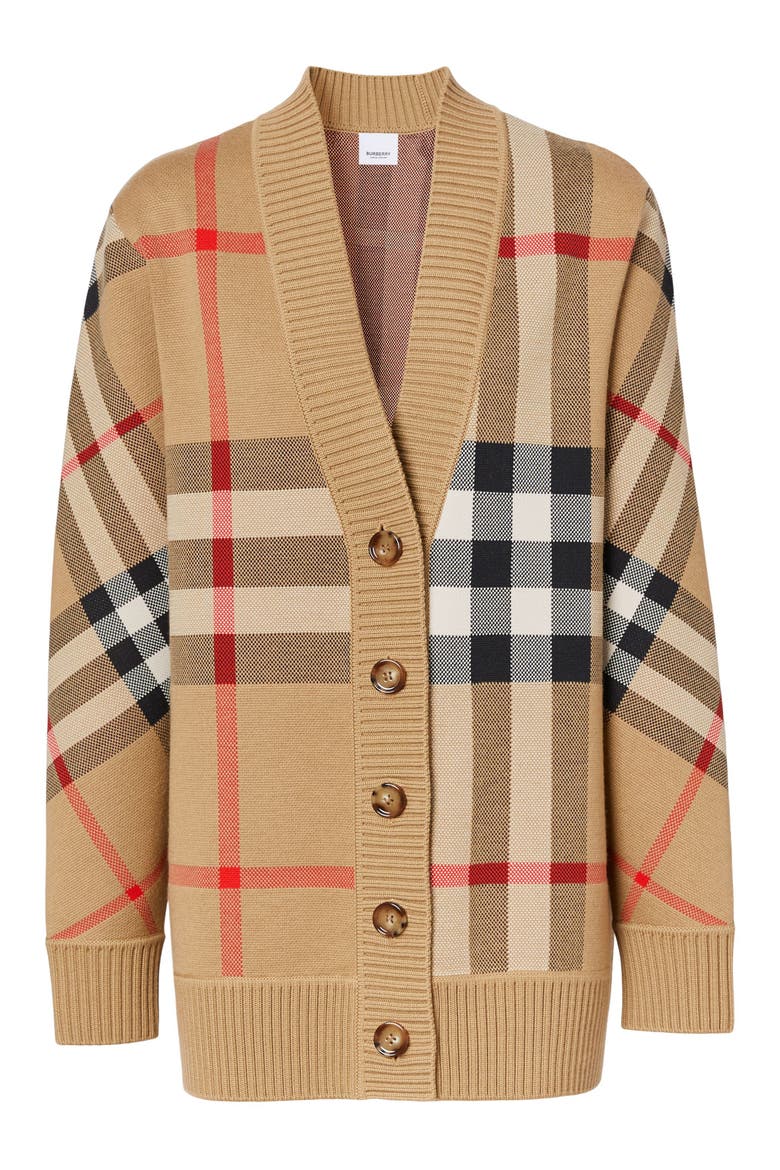 Caragh Check Jacquard Cardigan, Alternate, color, ARCHIVE BEIGE