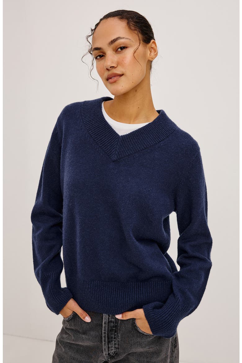 Lidya V Neck Sweater, Alternate, color, NAVY