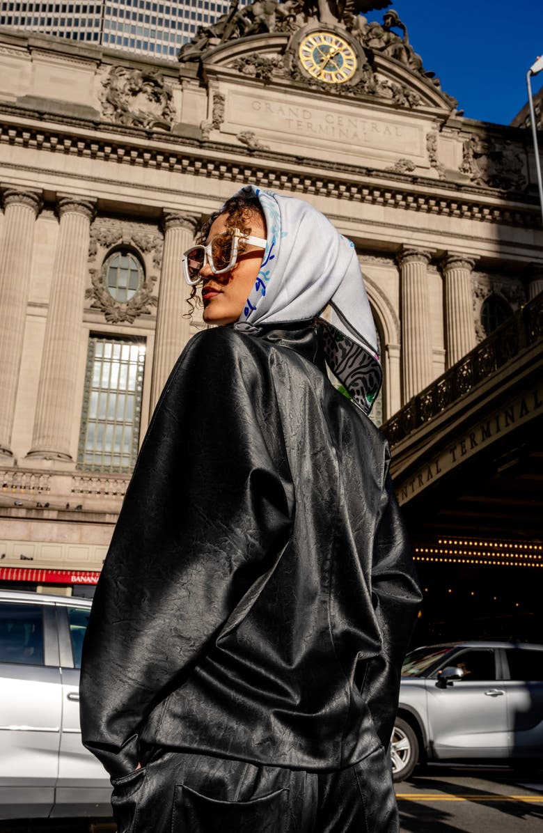 Jessie Zhao New York Double Sided Wool Silk Scarf In After Sunset, Alternate, color, Blue