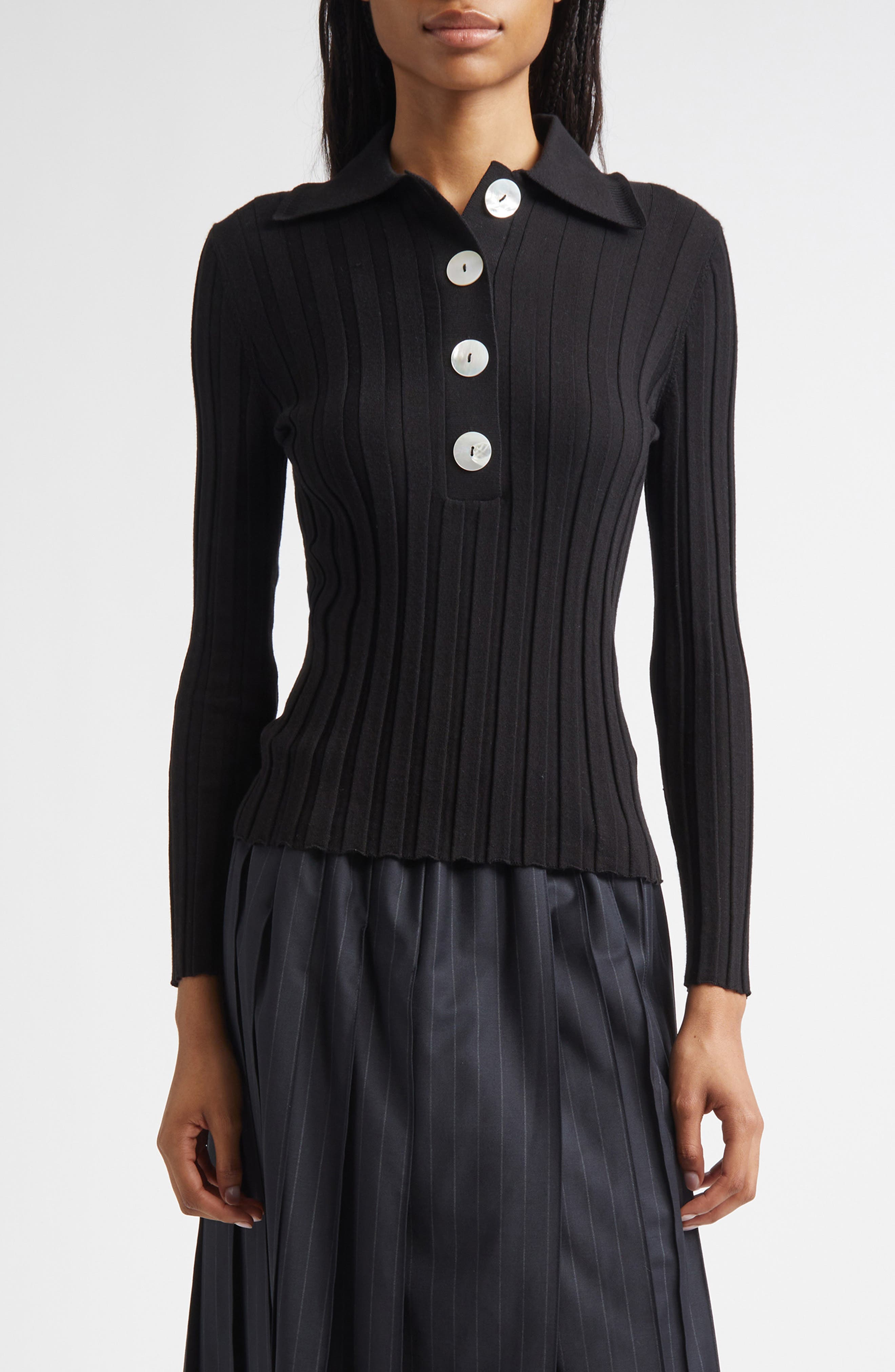 Sugarman Rib Wool Merino Polo Sweater