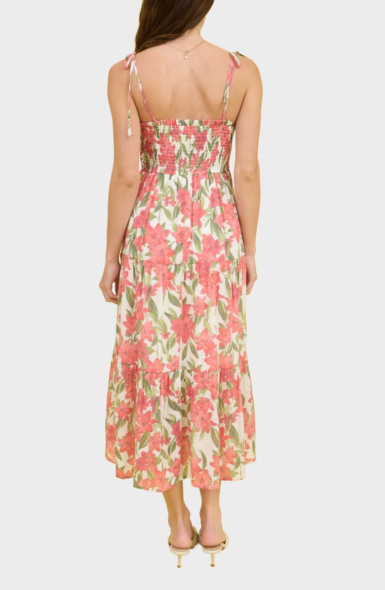 Blu Pepper Smocked Midi Dress, Alternate, color, Red Multi