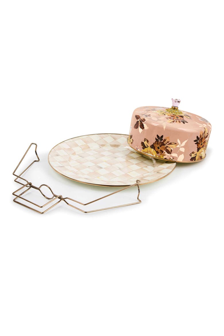 Wild Rose Mauve Enameled Steel Cake Carrier, Alternate, color, MAUVE