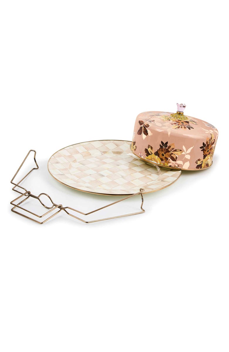 MACKENZIE CHILDS Wild Rose Mauve Enameled Steel Cake Carrier, Alternate, color, Mauve